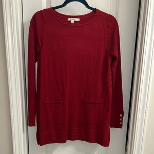 Red Long Sleeve Sweater with Pockets - Chicos